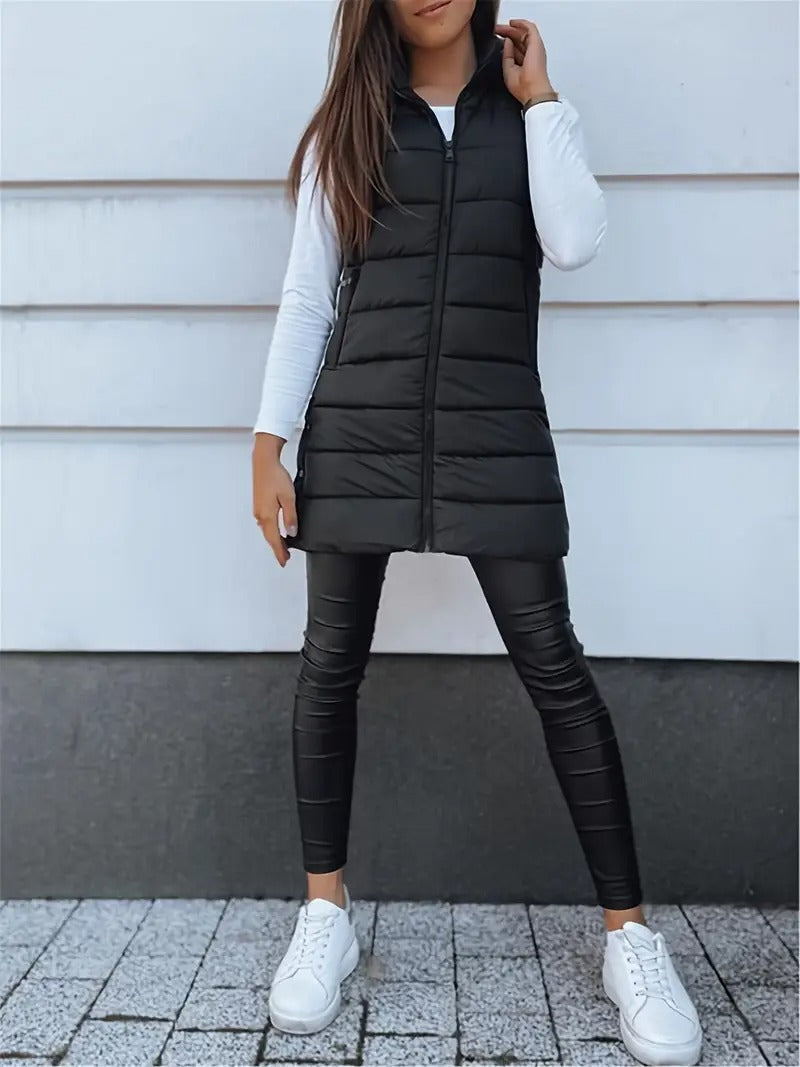 2025 fall winter new women's elegant hooded long vest midi - Temu