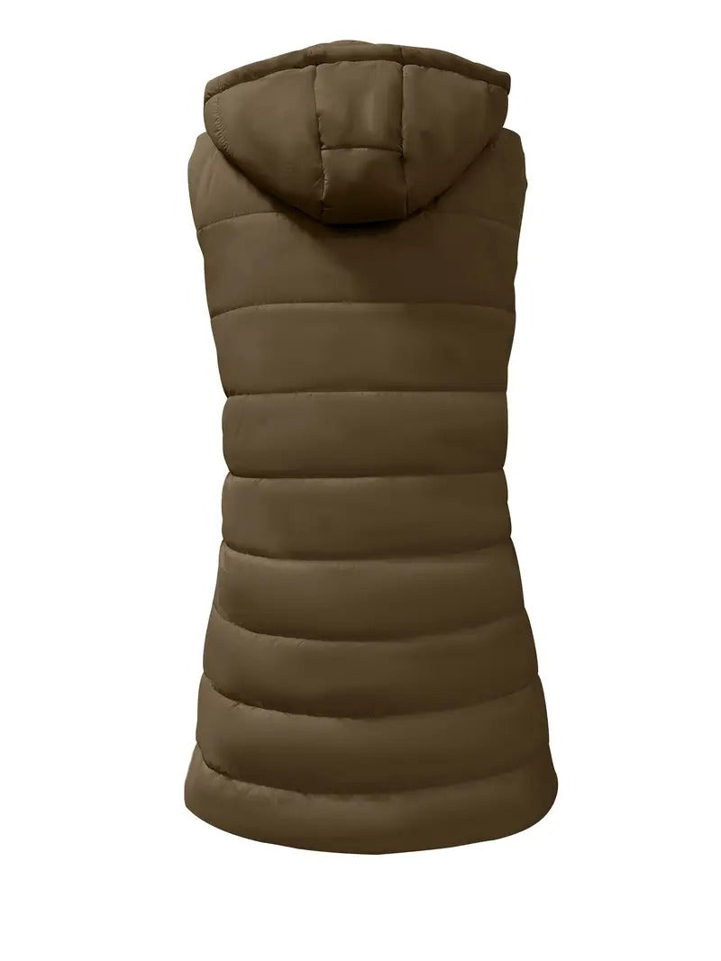 2025 fall winter new women's elegant hooded long vest midi - Temu